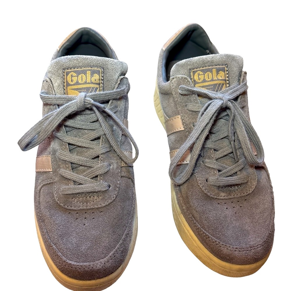 Gola Grandslam Suede Platform Gray and Tan Sneakers 7